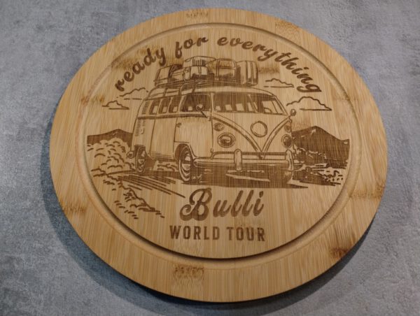 Brotzeit Brett "Bulli World Tour" aus Bambus, mit Gravur - personalisierbar - Image 4